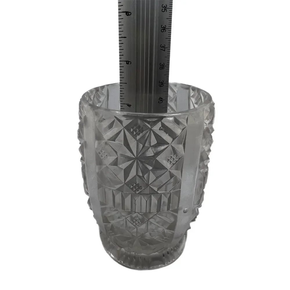 Vintage Very Rare Czechoslovakia Bohemia Hand Cut Frosted Lead Crystal Vase